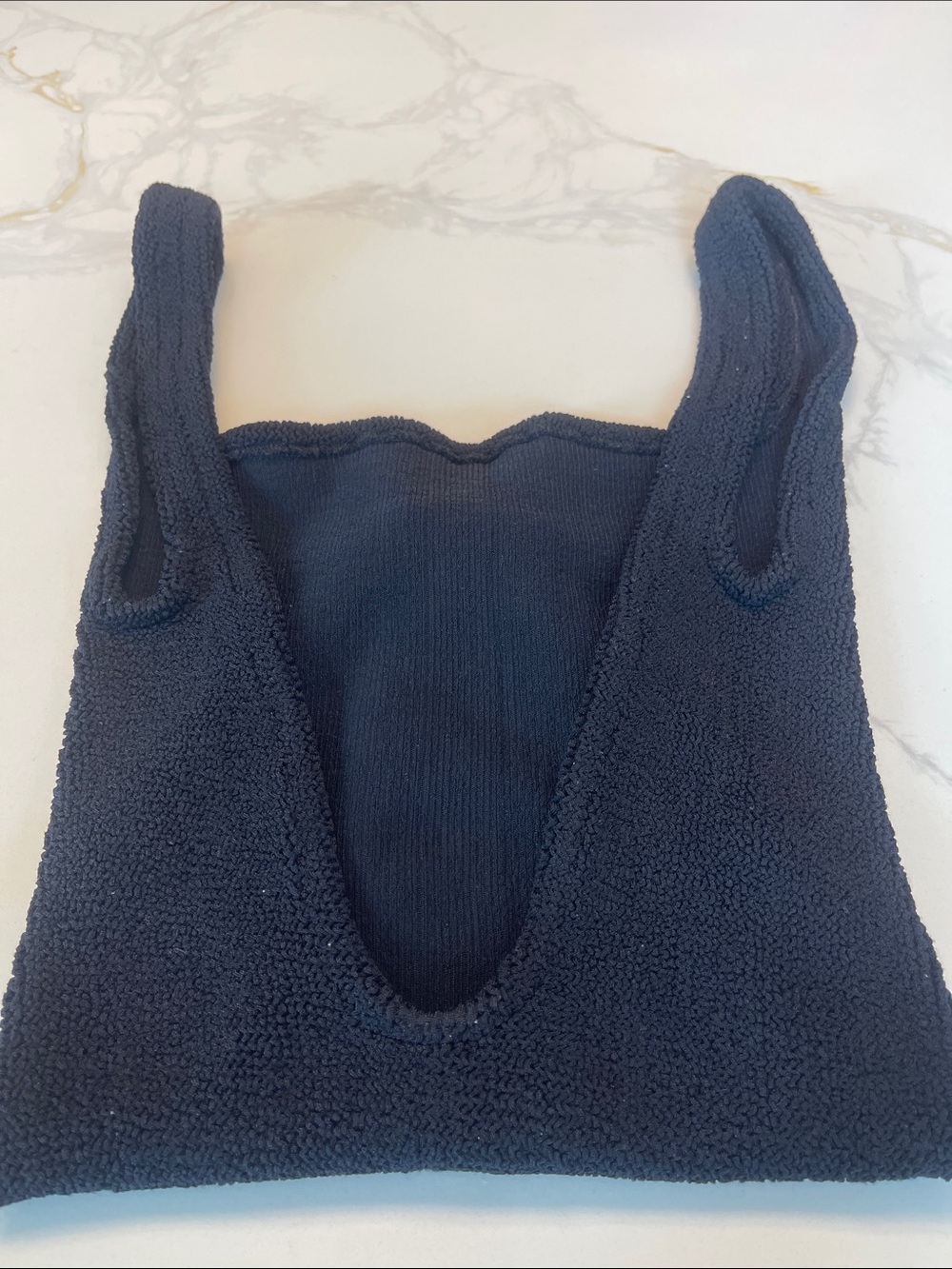 Hunza G Black Square Neck Crinkle One-Piece Swimsuit. Not Used - Picture 9 of 9
